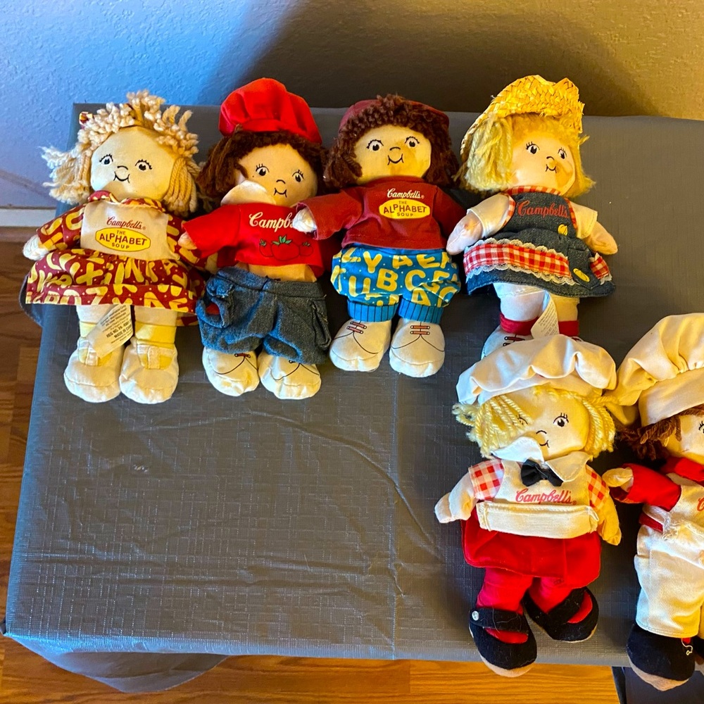 6 Vintage Campbell Kids, Soft Dolls Boys, and Girls